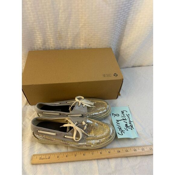 Sperry Topsider loafers silver sequins womens 8 - Picture 4 of 6